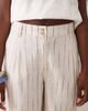 ASOS DESIGN ASOS DESIGN wide leg pants with pleat detail in linen blend in natural stripes-Neutral - 3