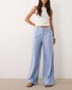 ASOS DESIGN ASOS DESIGN wide leg pants with pleat detail in linen look in blue-Green - 1