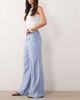 ASOS DESIGN ASOS DESIGN wide leg pants with pleat detail in linen look in blue-Green - 2