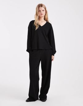 ASOS DESIGN ASOS DESIGN wide leg ribbed sweatpants in black - part of a set