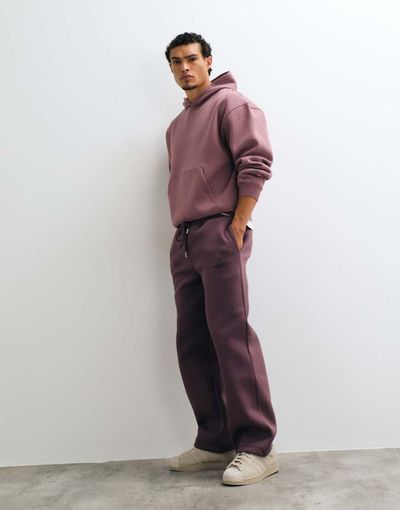 ASOS DESIGN ASOS DESIGN wide leg sweatpants with embroidery in brown scuba-style fabric-Purple
