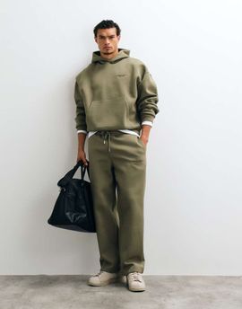 ASOS DESIGN ASOS DESIGN wide leg sweatpants with embroidery in olive green scuba-style fabric