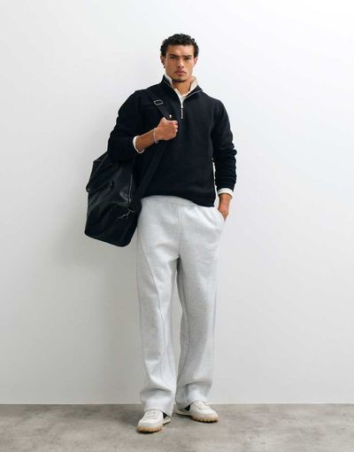 ASOS DESIGN ASOS DESIGN wide leg sweatpants with twisted seams in gray scuba-style fabric