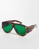 ASOS DESIGN ASOS DESIGN wide temple aviator fashion glasses with bright green lens-Brown - 1