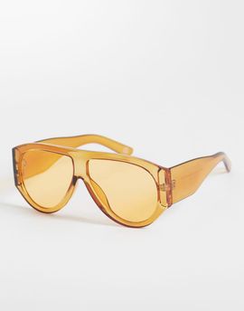 ASOS DESIGN ASOS DESIGN wide temple aviator sunglasses in crystal orange