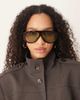 ASOS DESIGN ASOS DESIGN wide temple aviator sunglasses in tort with green lenses-Brown - 1