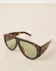 ASOS DESIGN ASOS DESIGN wide temple aviator sunglasses in tort with green lenses-Brown - 2
