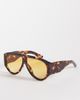 ASOS DESIGN ASOS DESIGN wide temple chunky aviator light tint sunglasses in tort with pale orange lens-Brown - 1