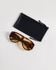 ASOS DESIGN ASOS DESIGN wide temple chunky aviator light tint sunglasses in tort with pale orange lens-Brown - 3