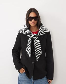 ASOS DESIGN ASOS DESIGN wide tie triangle scarf in zebra-MULTI