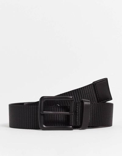 ASOS DESIGN ASOS DESIGN wide webbing belt in black with black details-Green