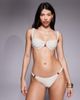 ASOS DESIGN ASOS DESIGN winter crinkle underwire balcony bikini top with hardware in metallic cream-Neutral - 4