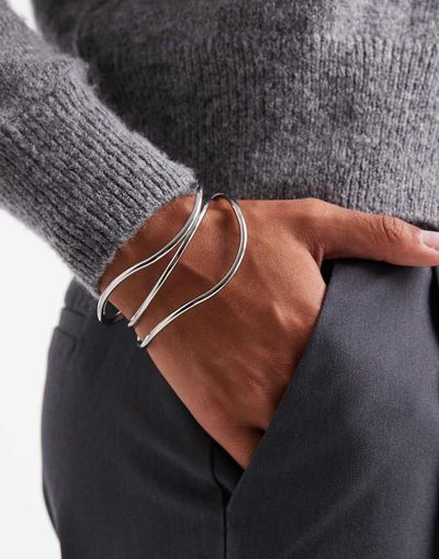 ASOS DESIGN ASOS DESIGN wired cuff bracelet in silver tone