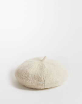 ASOS DESIGN ASOS DESIGN wool beret in oatmeal-NEUTRAL