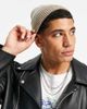 ASOS DESIGN ASOS DESIGN wool fisherman ribbed beanie with waffle knit detail in oatmeal-Neutral - 3
