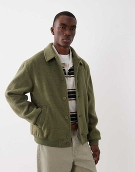ASOS DESIGN ASOS DESIGN wool look bomber jacket in green