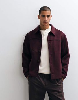 ASOS DESIGN ASOS DESIGN wool look jacket in burgundy-Red