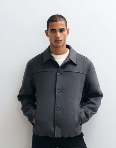 ASOS DESIGN ASOS DESIGN wool look jacket in charcoal-Gray