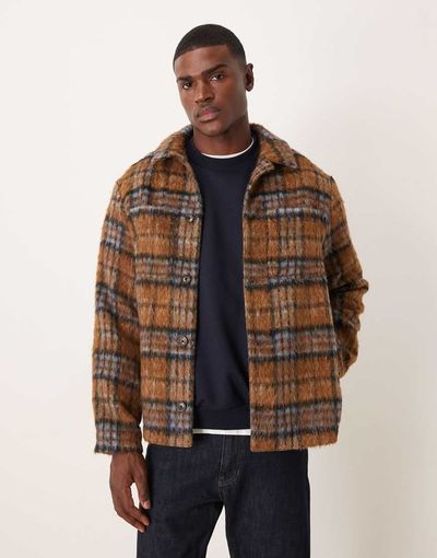 ASOS DESIGN ASOS DESIGN wool look shacket in brown check