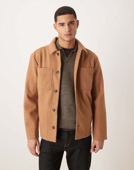 ASOS DESIGN ASOS DESIGN wool look shacket in dark tan-Brown
