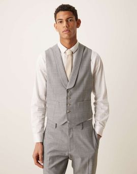 ASOS DESIGN ASOS DESIGN wool mix slim suit vest in heather gray