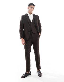 ASOS DESIGN ASOS DESIGN wool rich slim suit pants in brown herringbone