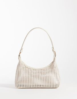 ASOS DESIGN ASOS DESIGN woven 90's shoulder bag in cream-Black