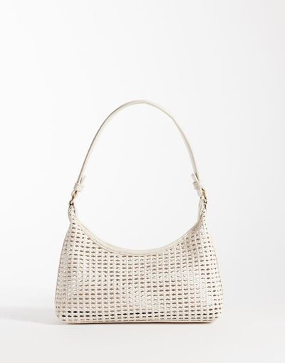 ASOS DESIGN ASOS DESIGN woven 90's shoulder bag in cream-Black