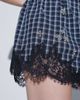 ASOS DESIGN ASOS DESIGN woven embellished shorts with lace trim in blue check print-Navy - 2