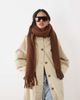 ASOS DESIGN ASOS DESIGN woven fluffy tassel scarf in chocolate-Brown - 1
