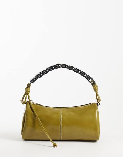ASOS DESIGN ASOS DESIGN woven handle cylinder clutch in khaki-Green