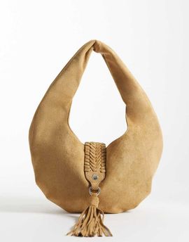 ASOS DESIGN ASOS DESIGN woven handle faux suede shoulder bag in tan-Brown