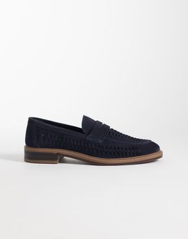 ASOS DESIGN ASOS DESIGN woven penny loafers in navy suede