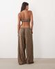 ASOS DESIGN ASOS DESIGN woven plaid crop top and wide leg pants pajama set with lace trim in brown - 3