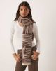 ASOS DESIGN ASOS DESIGN woven scarf with monogram jacquard squiggle design in chocolate and cream-Multi - 1