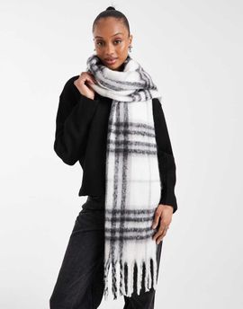 ASOS DESIGN ASOS DESIGN woven tassel scarf with black and white plaid design-Multi