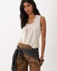 ASOS DESIGN ASOS DESIGN woven trim pleat detail scoop tank top in ecru-White - 1
