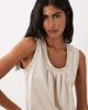 ASOS DESIGN ASOS DESIGN woven trim pleat detail scoop tank top in ecru-White - 3