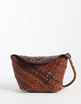 ASOS DESIGN ASOS DESIGN woven two tone flap top mini crossbody bag-Brown