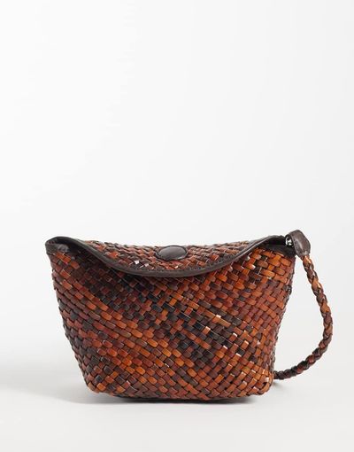 ASOS DESIGN ASOS DESIGN woven two tone flap top mini crossbody bag-Brown