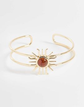 ASOS DESIGN ASOS DESIGN wrap-around arm cuff with sun design in amber stone in gold tone