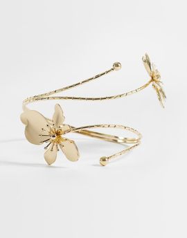 ASOS DESIGN ASOS DESIGN wrap-around upper arm cuff with floral detailing in gold tone