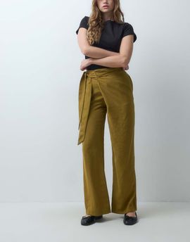 ASOS DESIGN ASOS DESIGN wrap around trouser with tie in mustard-Yellow