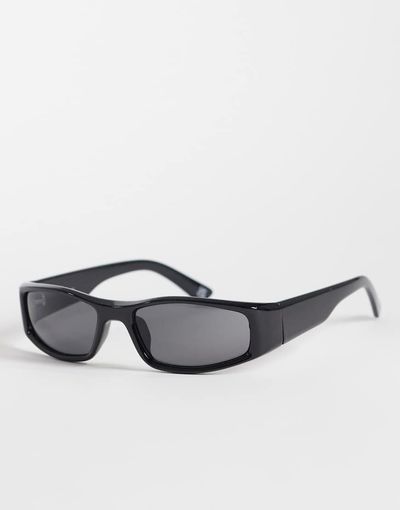 ASOS DESIGN ASOS DESIGN wrap frame sunglasses in black with black lens