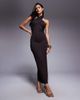 ASOS DESIGN ASOS DESIGN wrap front halterneck midaxi dress with open back in chocolate-Brown - 1