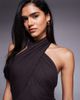 ASOS DESIGN ASOS DESIGN wrap front halterneck midaxi dress with open back in chocolate-Brown - 2