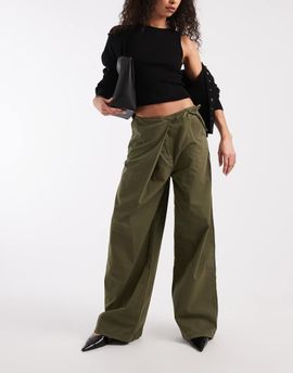 ASOS DESIGN ASOS DESIGN wrap front wide leg pants in green