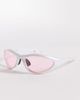 ASOS DESIGN ASOS DESIGN wrap light tint sunglasses in white frame with pink lens - 1