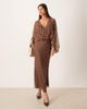 ASOS DESIGN ASOS DESIGN wrap maxi dress in brown blurred gingham - 1