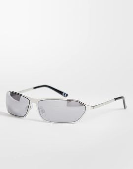 ASOS DESIGN ASOS DESIGN wrap metal frame sunglasses in silver with mirrored lens